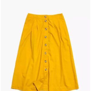 Madewell Patio Button-Front Midi Skirt in yellow size 0